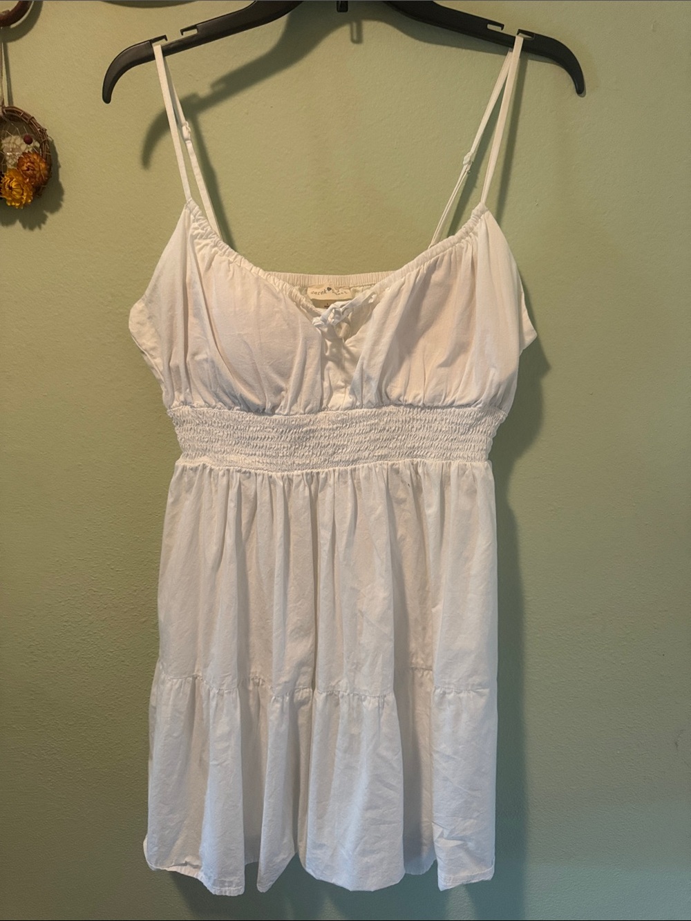 Derek Heart White Smocked Spaghetti Strap Dress